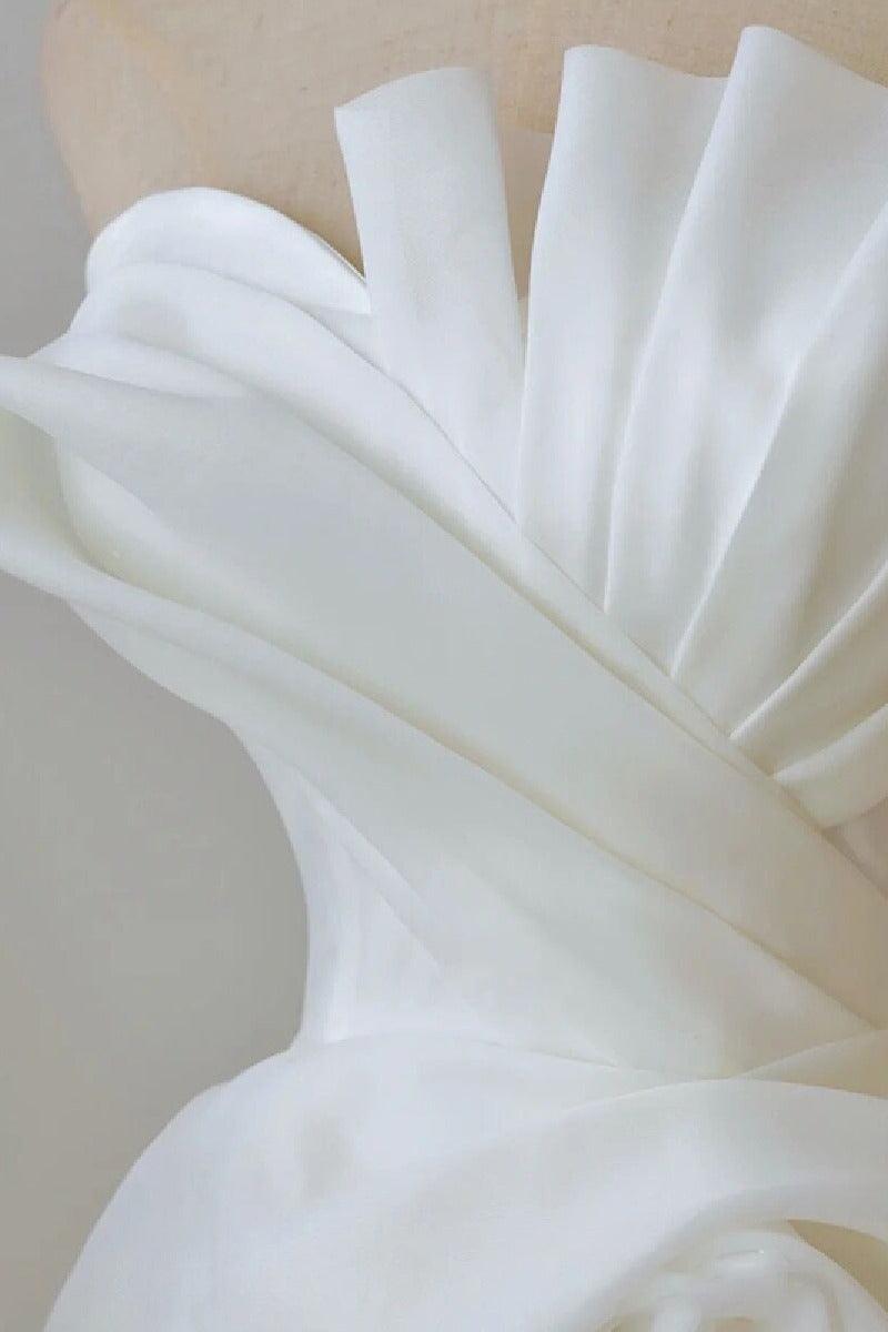 A-Line Sweep-Brush Train Organza Wedding Dress 724137910656 - COCOMELODY