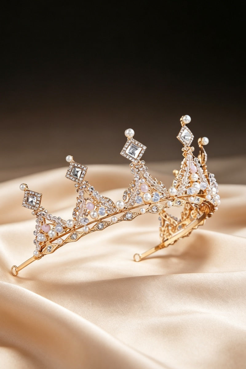 Elegant Wedding Flower Girl Tiara Pearl Rhinestone Crown 617709970463