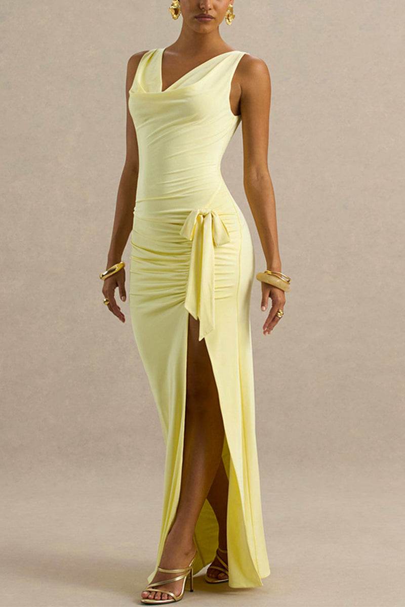 Sheath-Column Maxi Elastic Fabric Semi-Formal Dresses 970032728407 - COCOMELODY