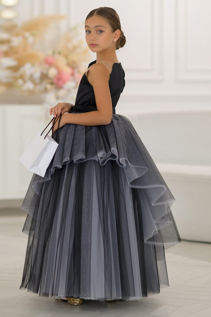 A-Line Detachable Layered Tulle Floor Length Flower Girl Dresses 1001038162773