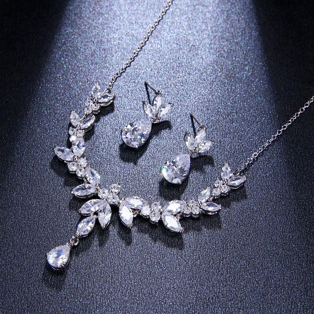 Water Drop Zircon Necklace Bridal Accessory 616165232392 - COCOMELODY