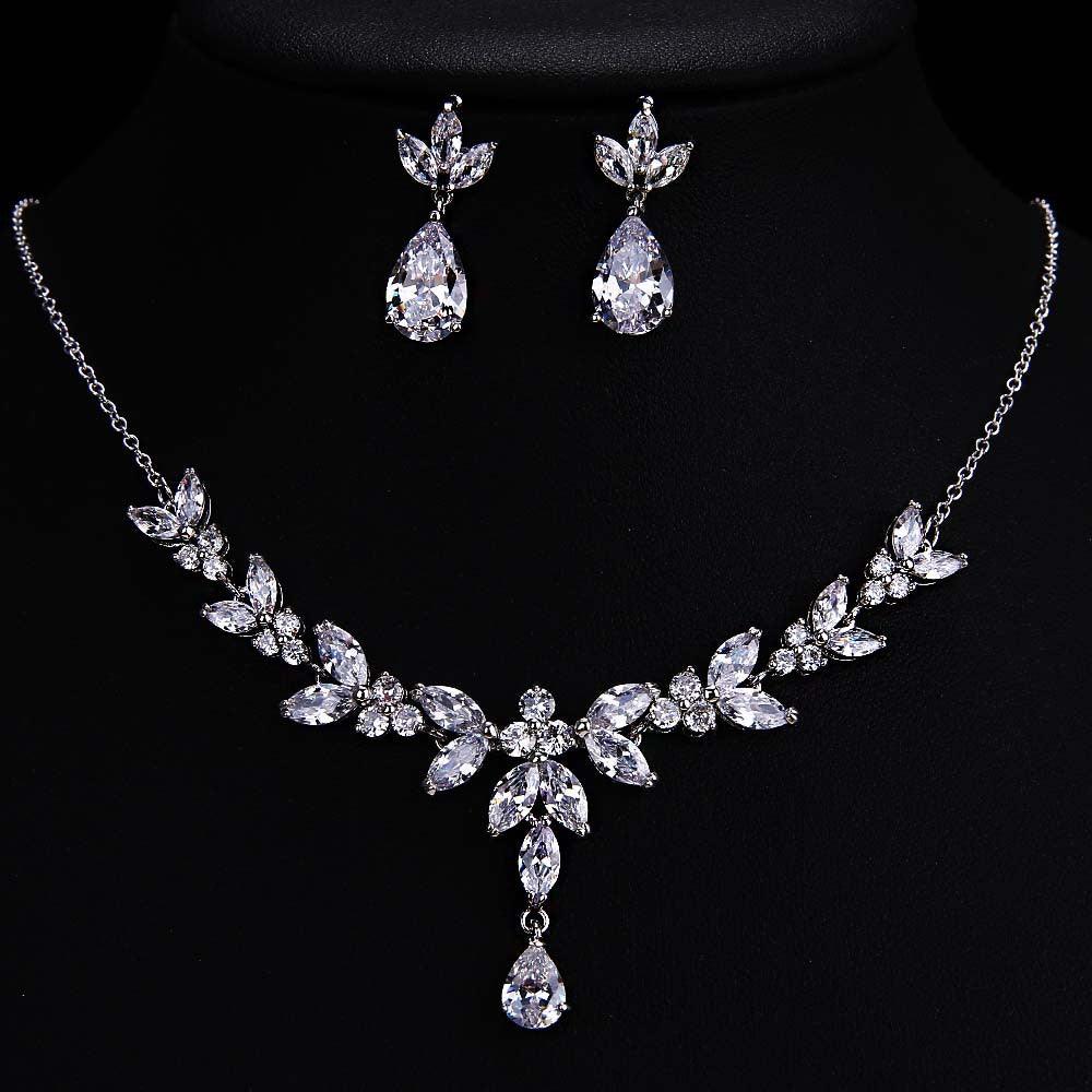 Water Drop Zircon Necklace Bridal Accessory 616165232392 - COCOMELODY