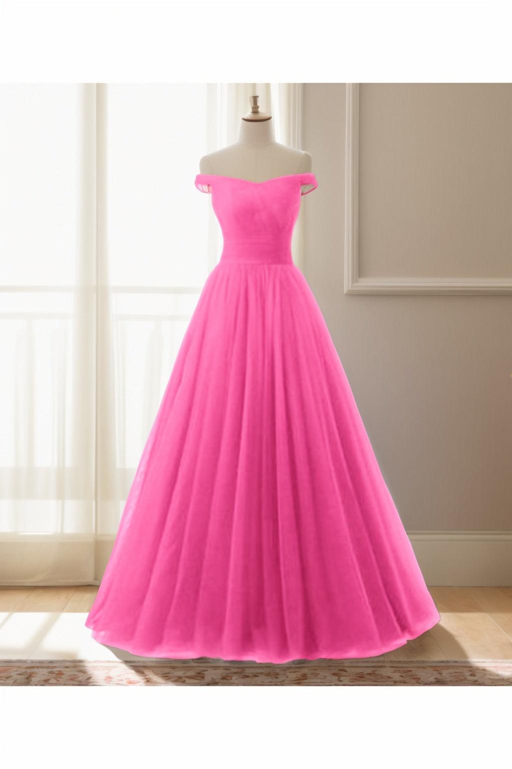 A-Line Floor Length Tulle Prom Dress CS0459 - COCOMELODY