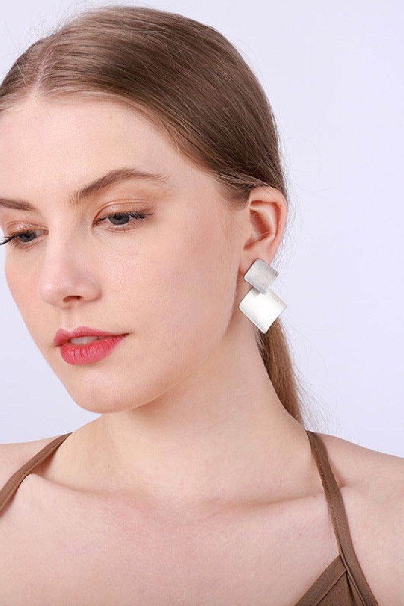 Simple square geometry alloy earrings Fashion light luxury all-in-one women's ear clips 720384731306 - COCOMELODY