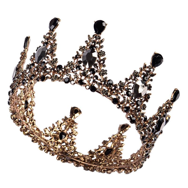 Black Headwear Crown Baroque Crown Rhinestone Headwear 620401524708 - COCOMELODY