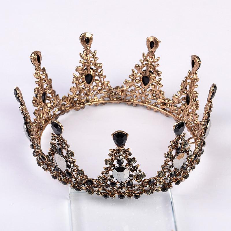 Black Headwear Crown Baroque Crown Rhinestone Headwear 620401524708 - COCOMELODY