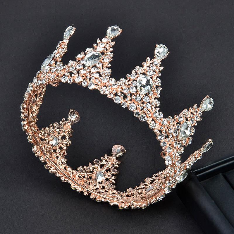 Black Headwear Crown Baroque Crown Rhinestone Headwear 620401524708 - COCOMELODY