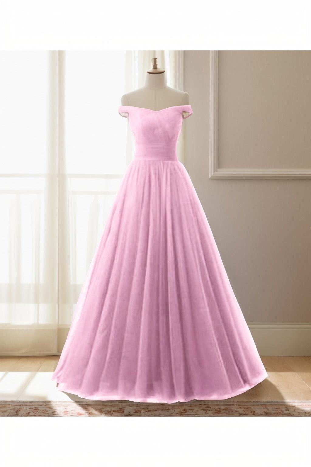 A-Line Floor Length Tulle Prom Dress CS0459 - COCOMELODY
