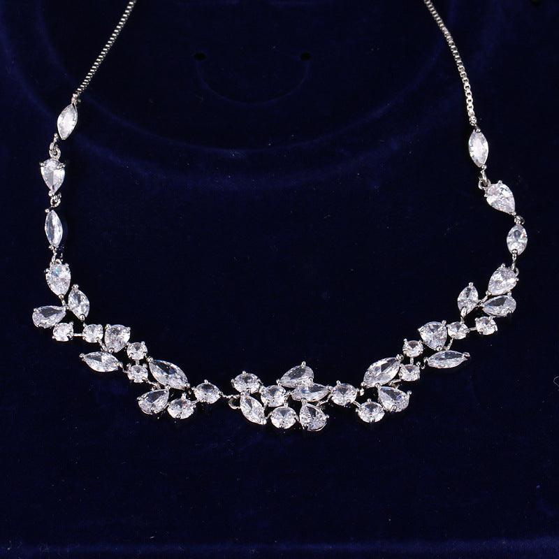 Bright Bridal Flower Necklace Wedding Dress With Accessories 624965966291 - COCOMELODY