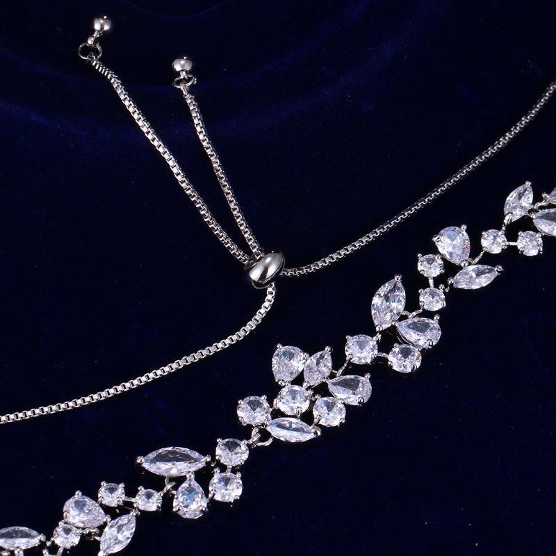 Bright Bridal Flower Necklace Wedding Dress With Accessories 624965966291 - COCOMELODY