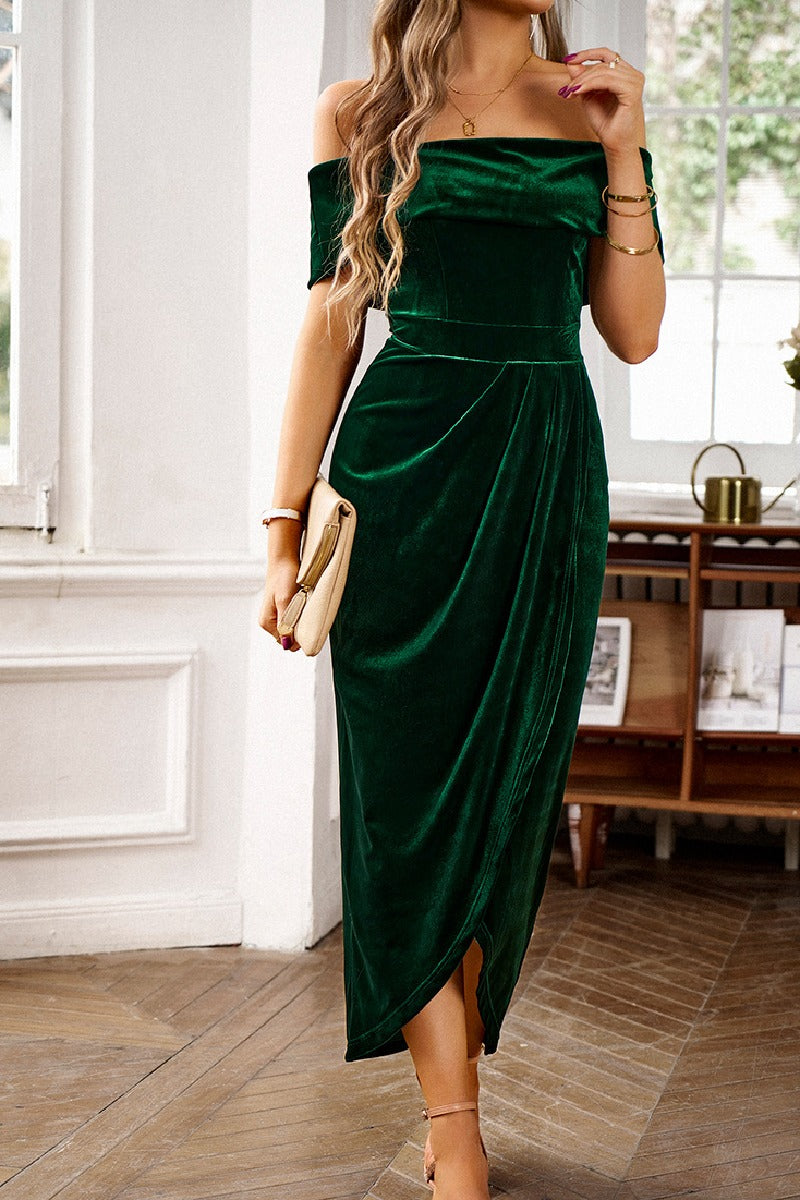 Sheath-Column High-Low Velvet Cocktail Dresses 727728094703