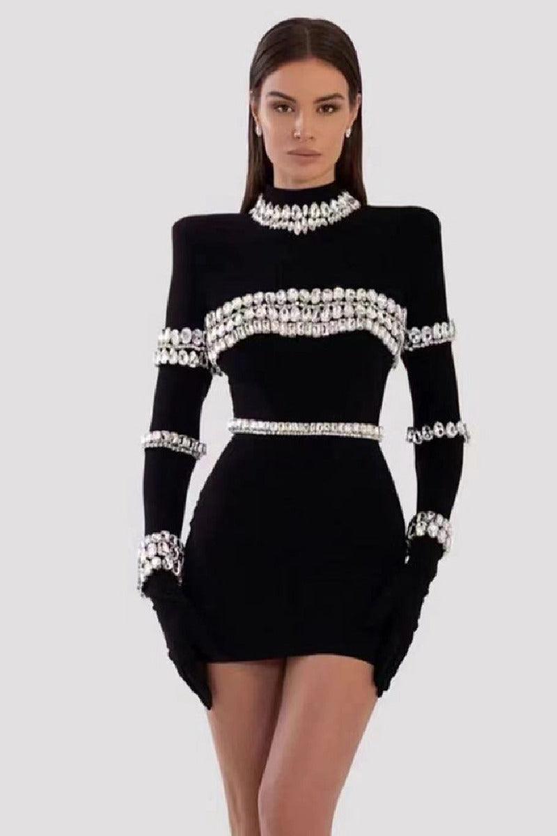 Black long-sleeved girls party dresses 753695575945 - COCOMELODY