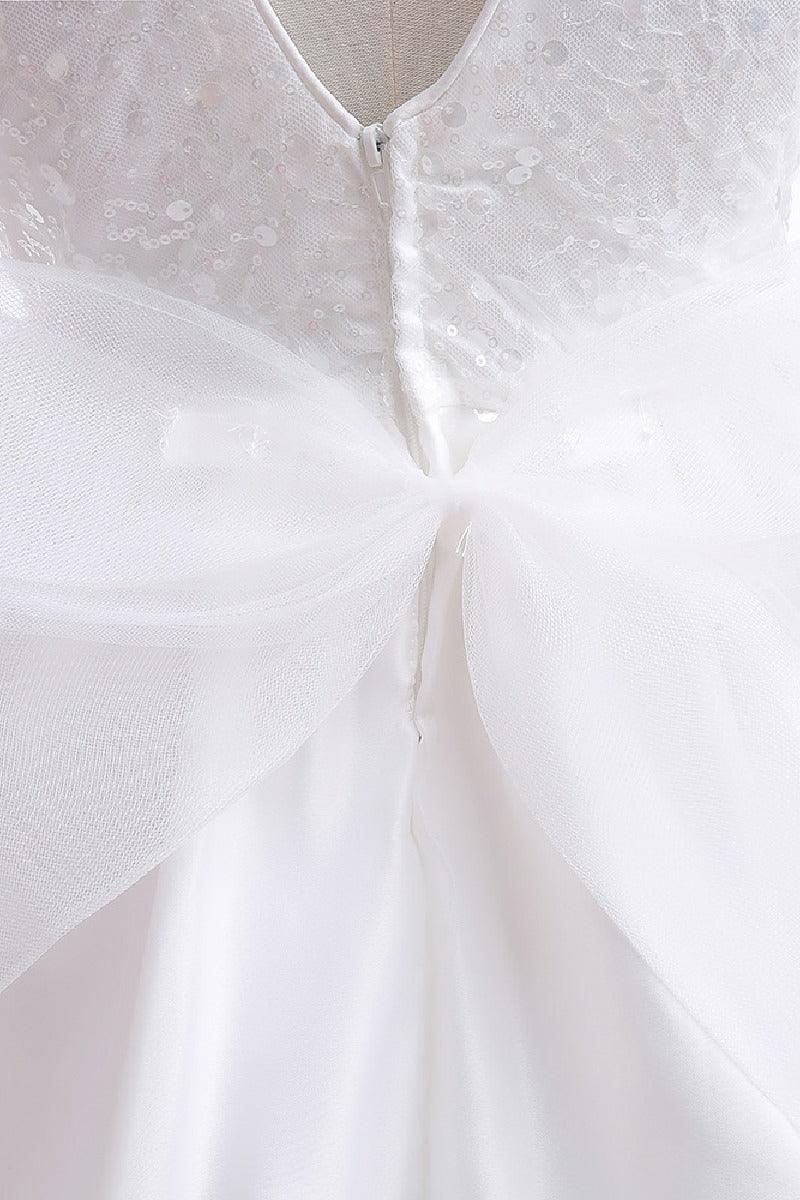 A-Line Scoop Neck Long Sleeve Knee Length Lace/Satin Flower Girl Dresses 709360205661 - COCOMELODY