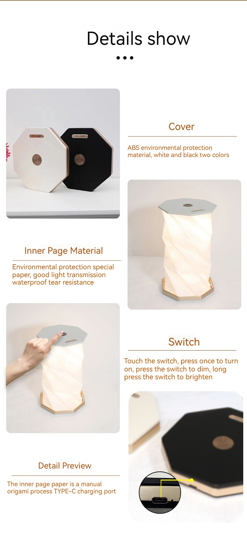 Book light gift Folding ambience rotating lantern creative gift 705325213451 - COCOMELODY