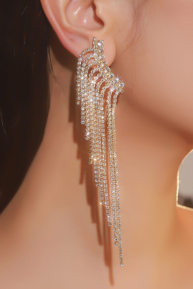 Rhinestone/Tassels Drop Earrings 714949471813