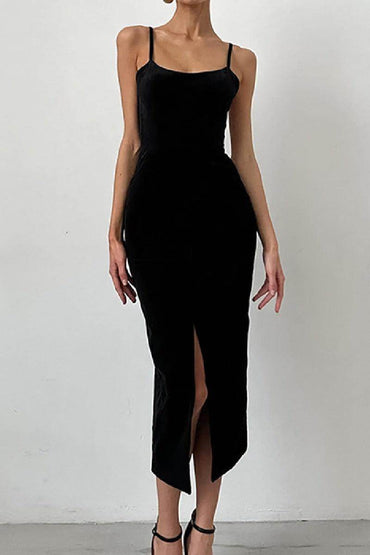Hepburn style black halter cocktail dress 796420840679 - COCOMELODY