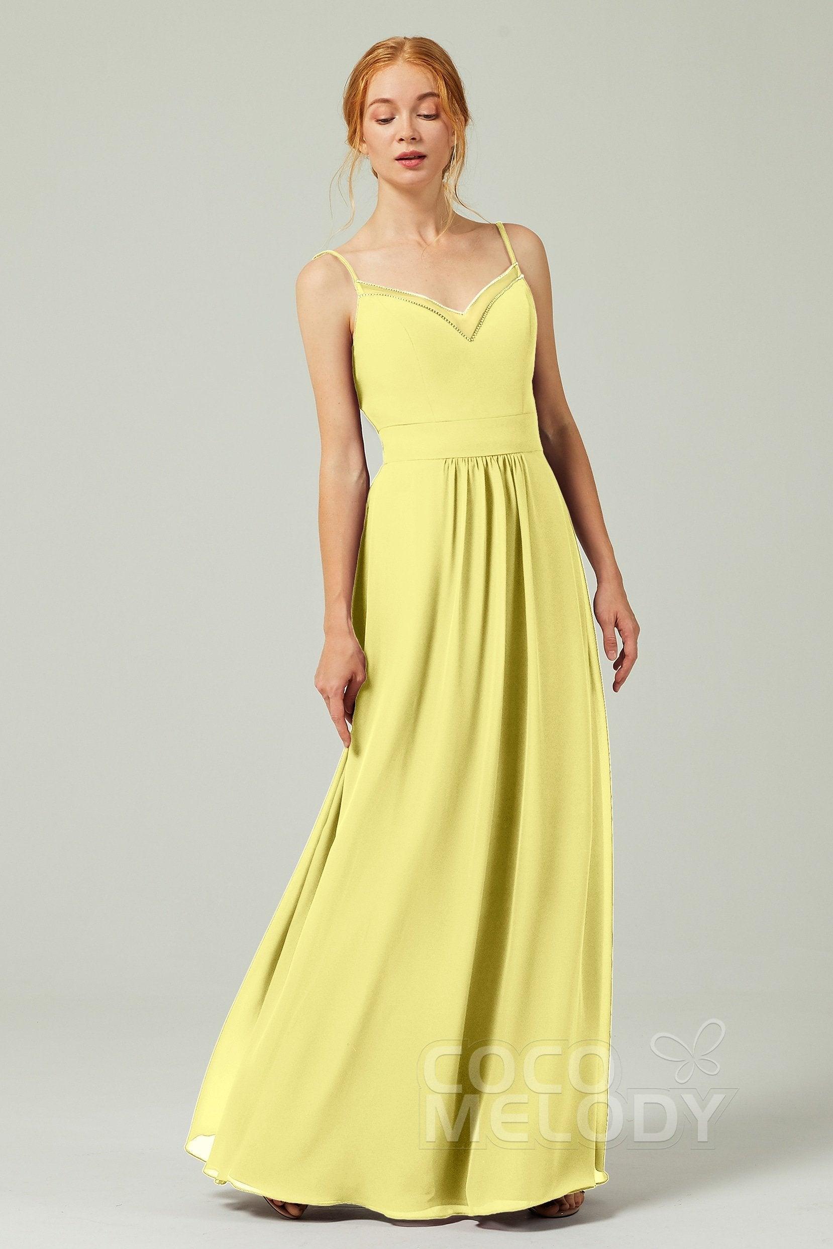 A-Line Floor Length Chiffon Bridesmaid Dress CB0293 - COCOMELODY