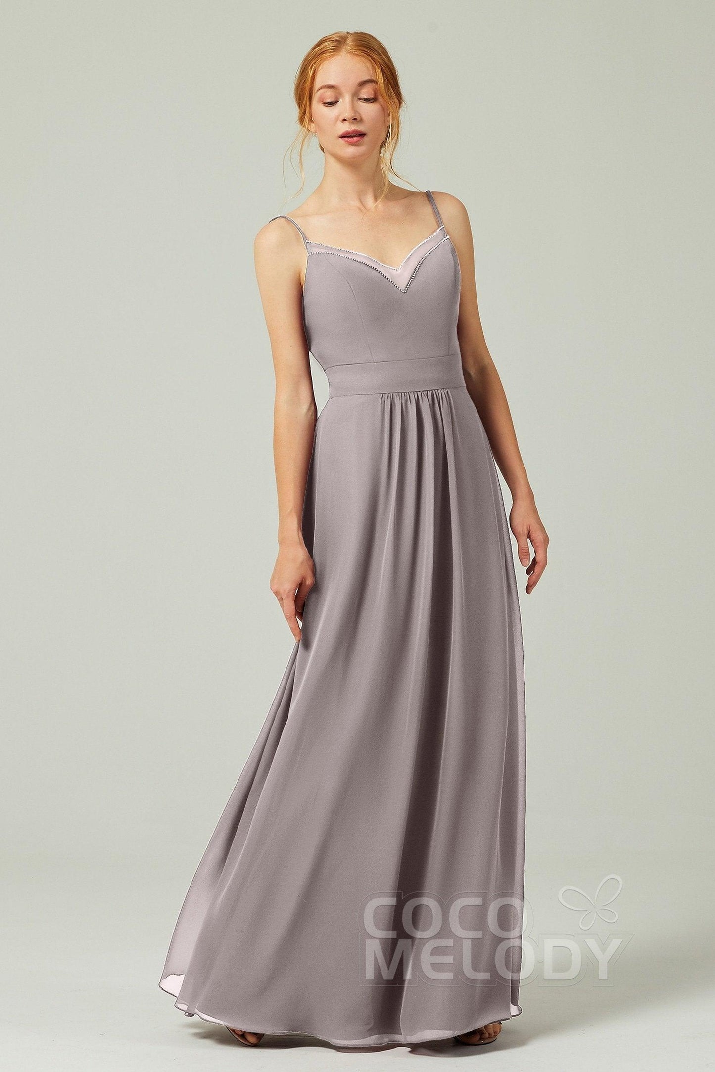 A-Line Floor Length Chiffon Bridesmaid Dress CB0293 - COCOMELODY