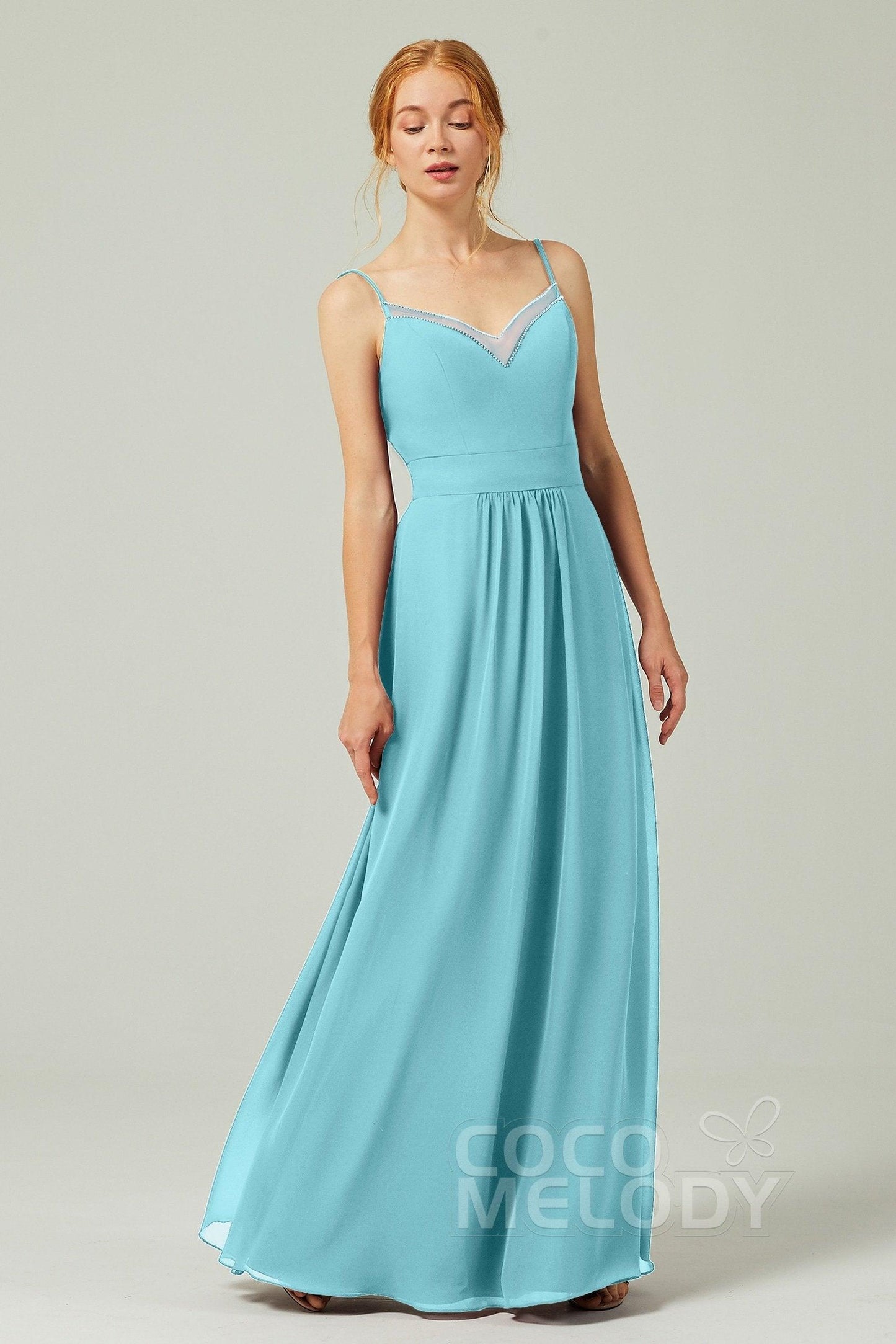 A-Line Floor Length Chiffon Bridesmaid Dress CB0293 - COCOMELODY