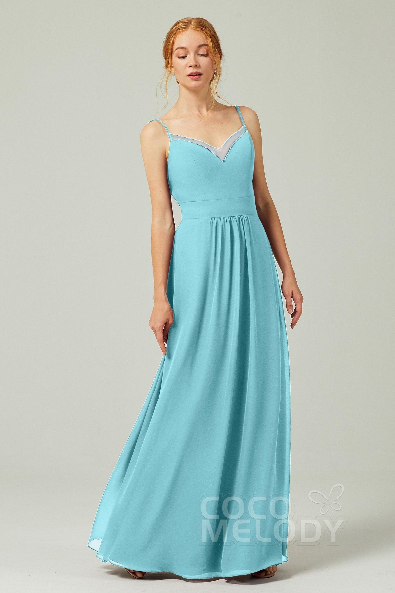 A-Line Floor Length Chiffon Bridesmaid Dress CB0293 - COCOMELODY