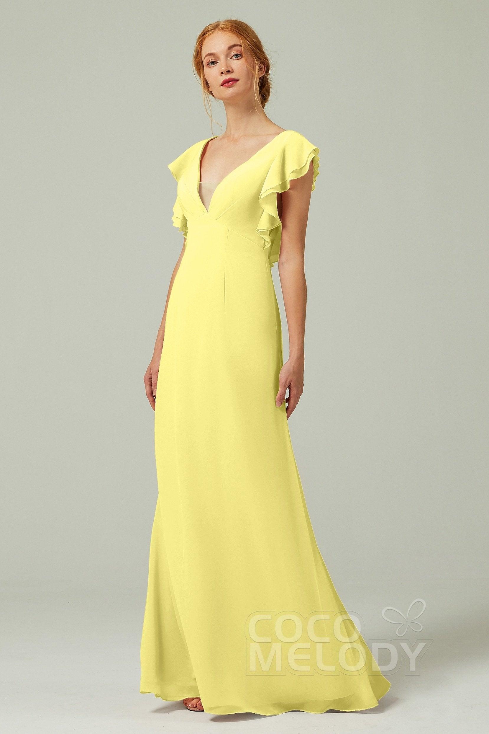 Sheath-Column Floor Length Chiffon Bridesmaid Dress CB0304 - COCOMELODY