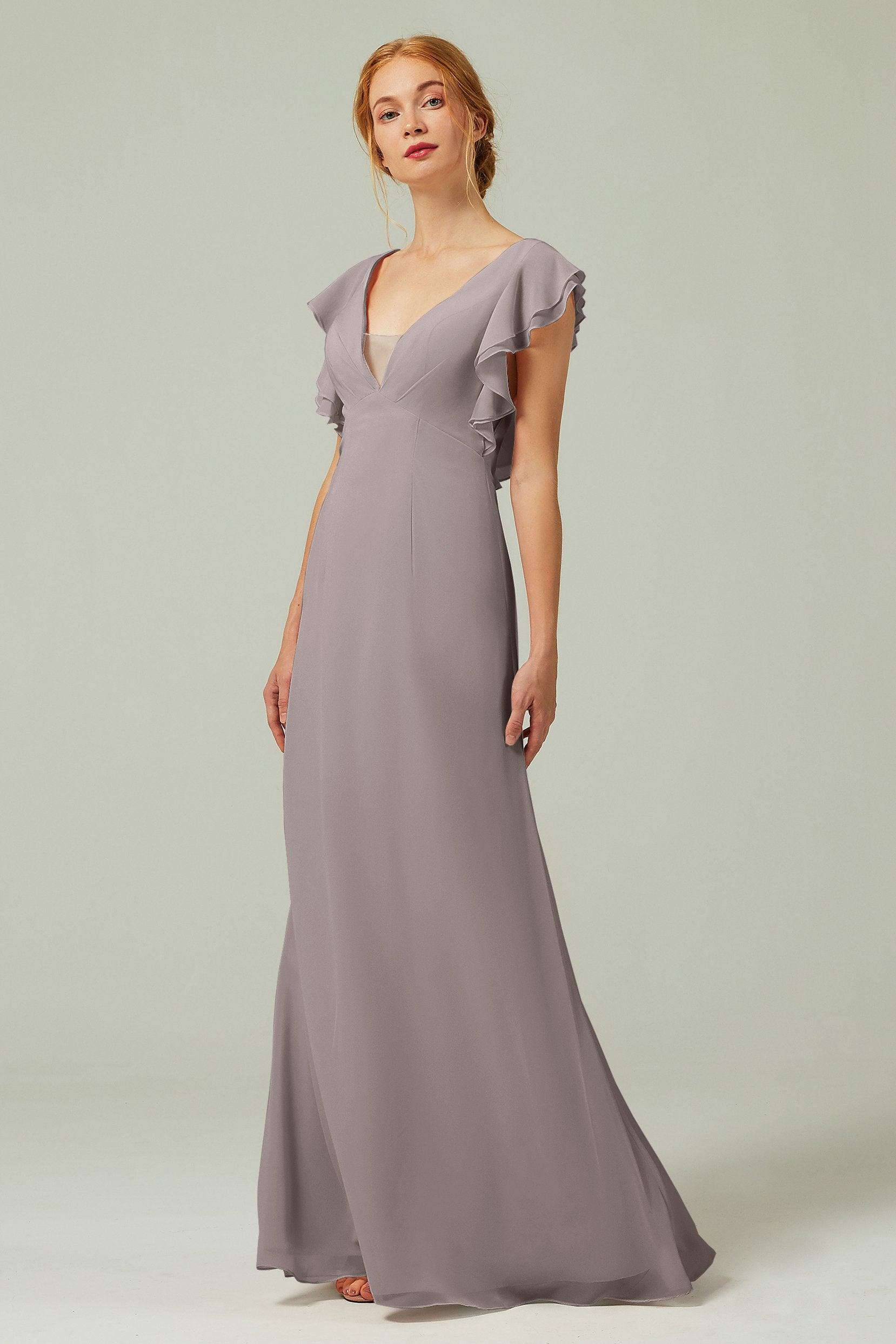 Sheath-Column Floor Length Chiffon Bridesmaid Dress CB0304 - COCOMELODY