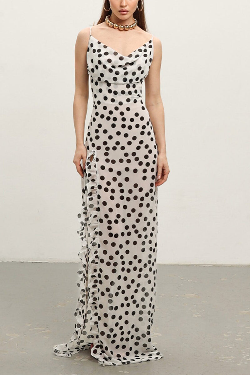 Sheath-Column Maxi Printed Chiffon Dress 958527019974
