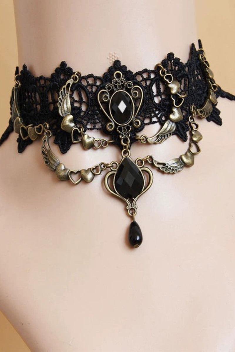Lace and Alloy Necklaces with Crystals 630482029009