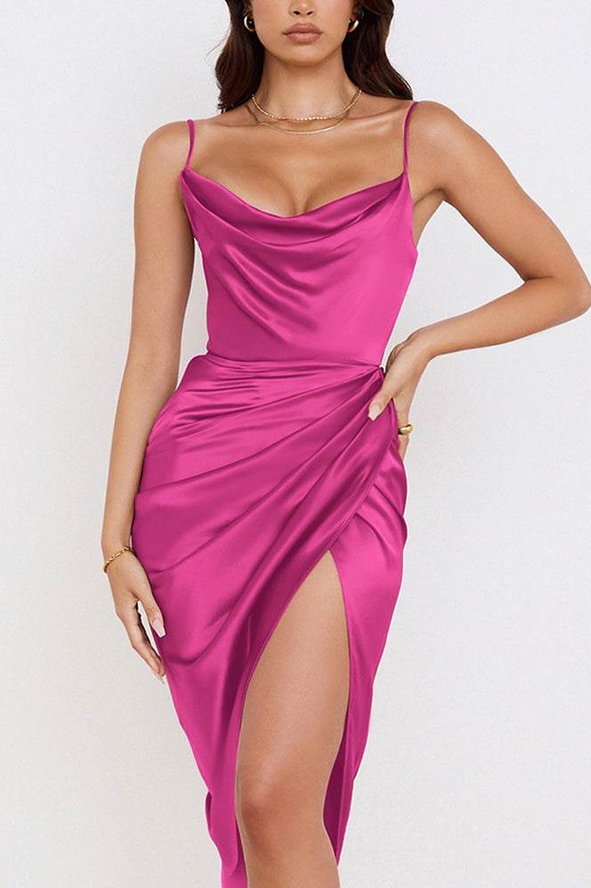 Sheath-Column Midi Elastic Silk like Satin Cocktia Wedding Guest Dresses 726597593577 - COCOMELODY