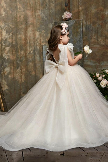A-Line Sweep-Brush Train Tulle Flower Girl Dresses 689572763986 - 10 Days / As Picture / 2 - COCOMELODY