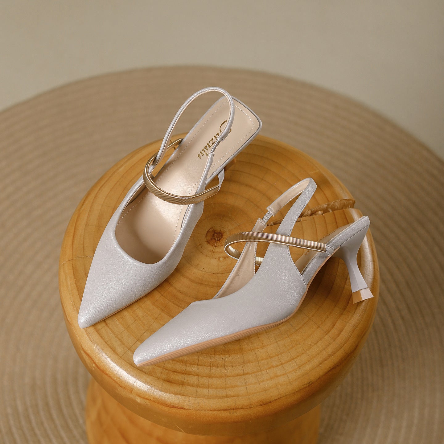 Pointed Toe Mary Jane Slingback Heel Single Strap Kitten Heel Shoes 1058281370087