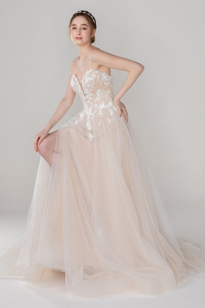 A-Line Court Train Tulle Wedding Dress CW2533