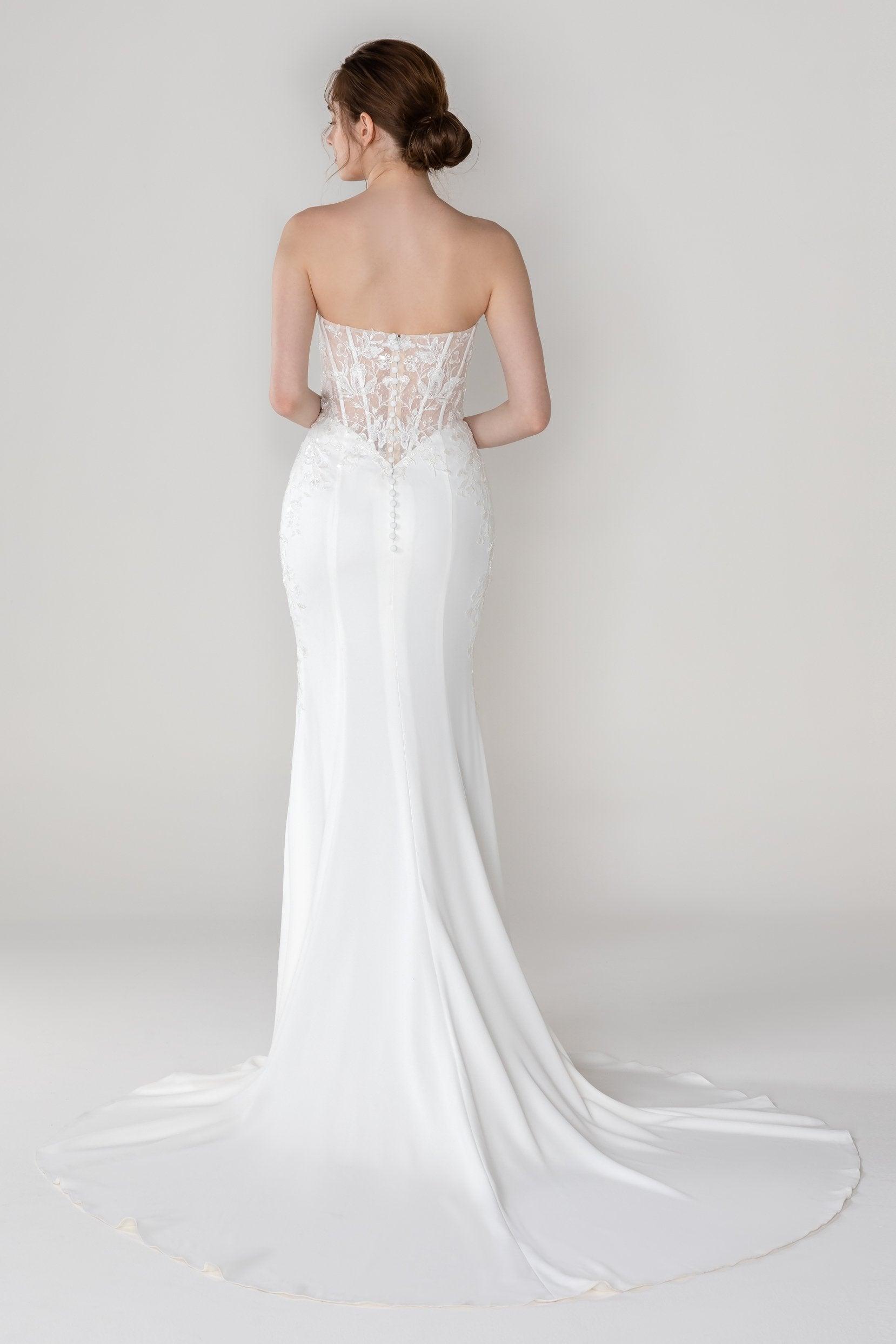 Trumpet-Mermaid Court Train Stretch Satin Wedding Dress CW2447 - COCOMELODY