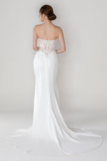 Trumpet-Mermaid Court Train Stretch Satin Wedding Dress CW2447 - COCOMELODY