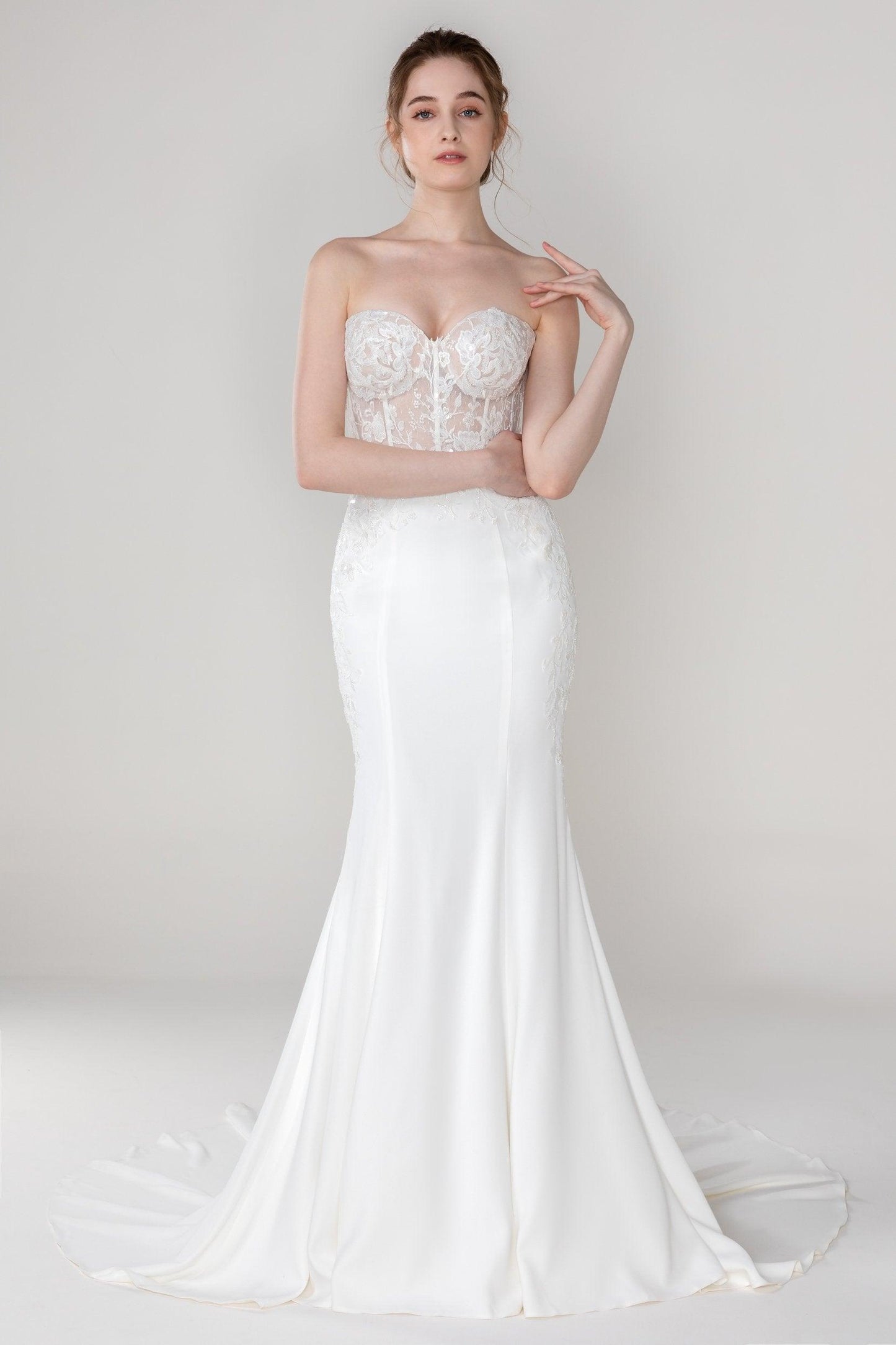 Trumpet-Mermaid Court Train Stretch Satin Wedding Dress CW2447 - COCOMELODY