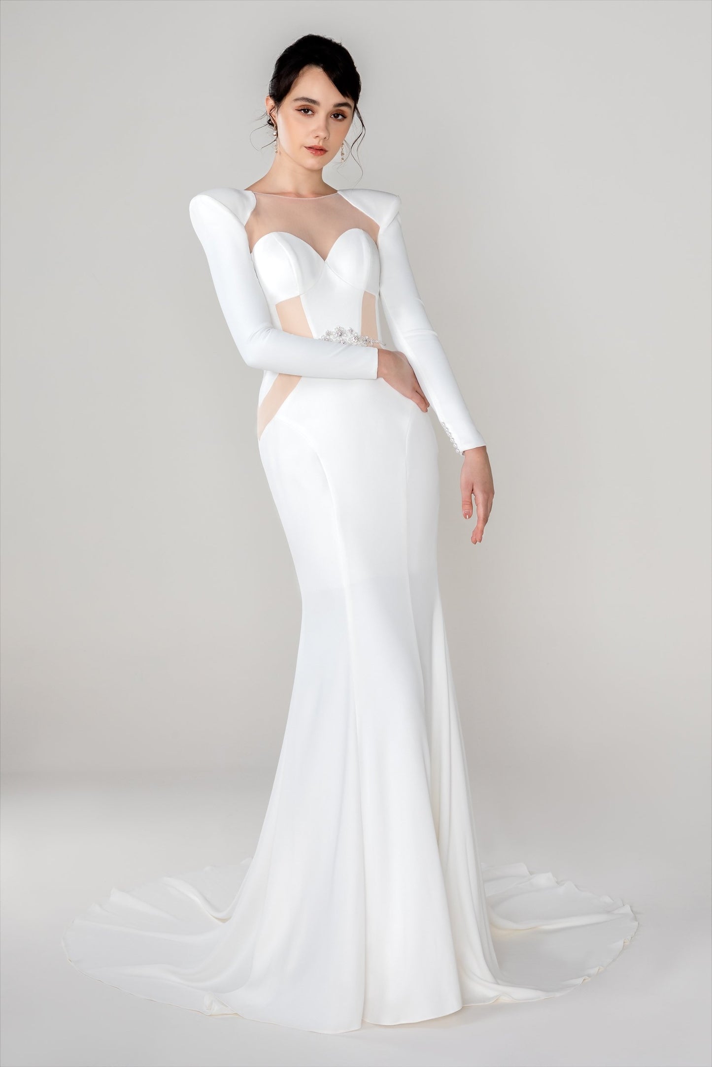 Trumpet-Mermaid Court Train Stretch Satin Wedding Dress CW2488