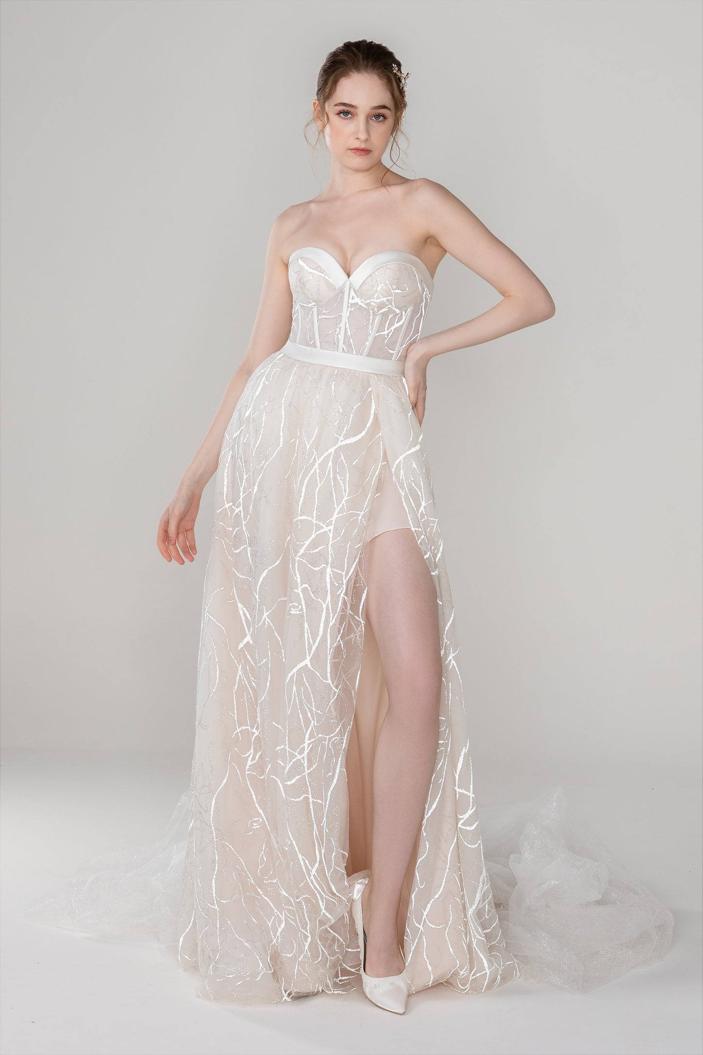 A-Line Court Train Lace Wedding Dress CW2494