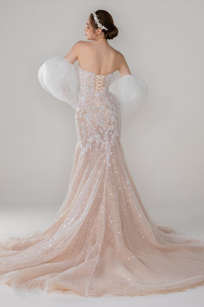 Trumpet-Mermaid Court Train Lace Wedding Dress CW2529