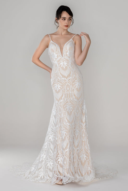 Trumpet-Mermaid Chapel Train Lace Wedding Dress CW2450