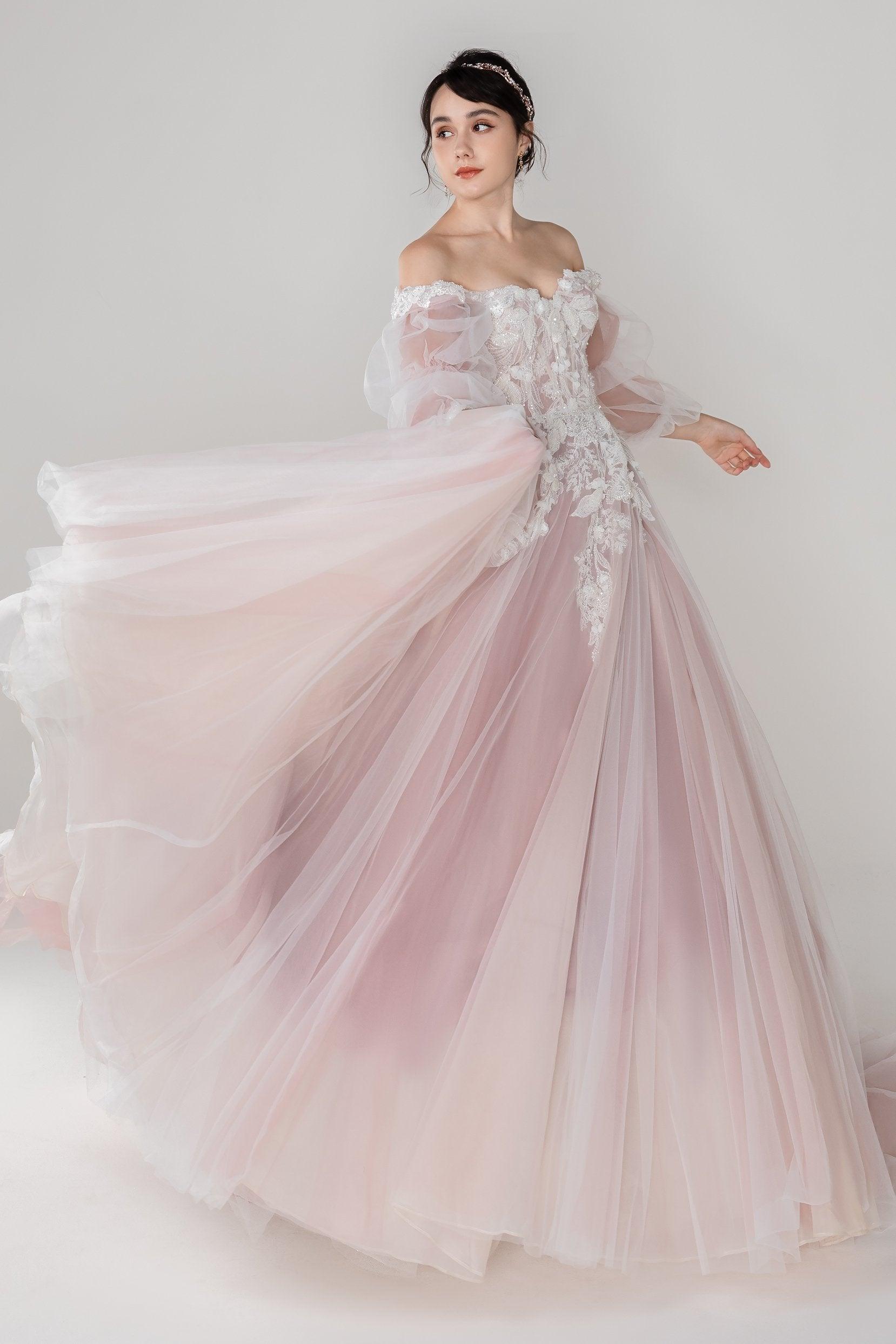 A-Line Chapel Train Tulle Wedding Dress CW2498 - COCOMELODY