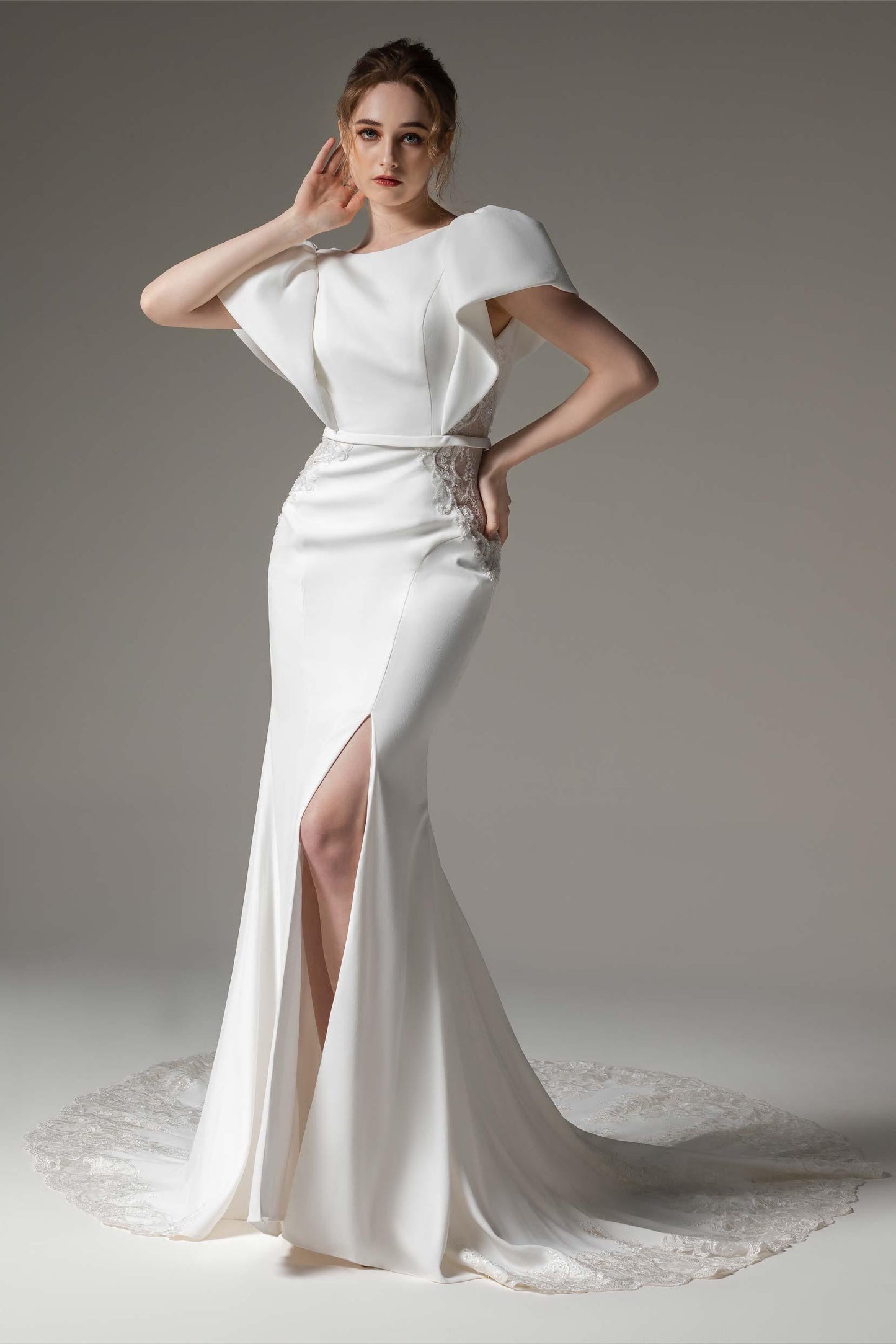 Trumpet-Mermaid Chapel Train Stretch Satin Wedding Dress CW2489 - COCOMELODY