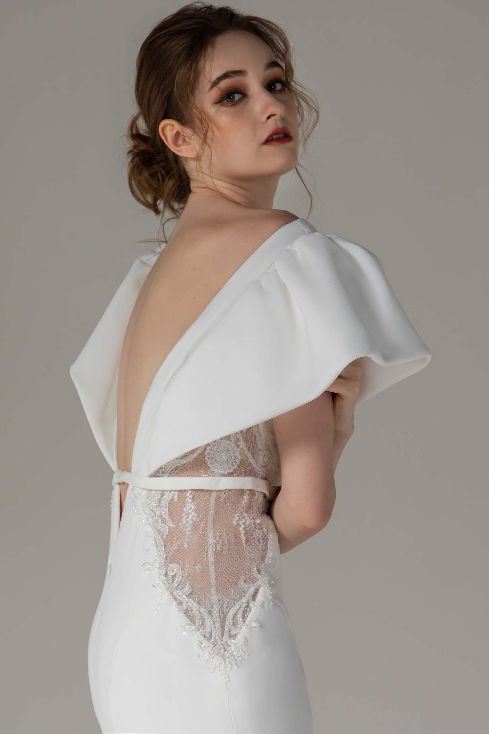 Trumpet-Mermaid Chapel Train Stretch Satin Wedding Dress CW2489 - COCOMELODY