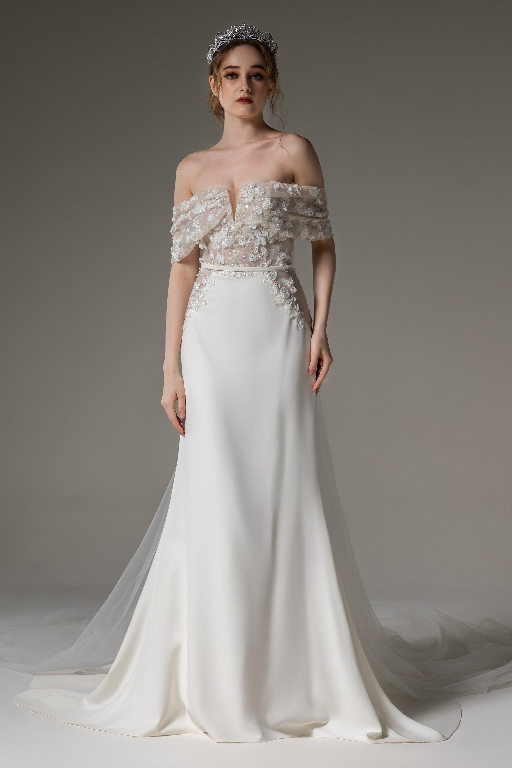Trumpet-Mermaid Chapel Train Elastic Cloth Wedding Dress CW2491 - COCOMELODY