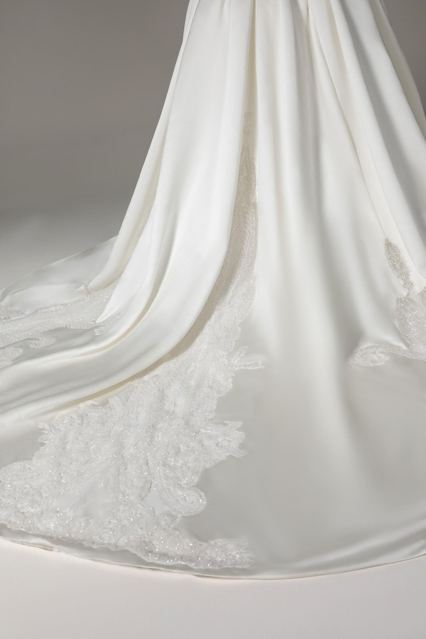 Princess Chapel Train Satin Wedding Dress CW2512 - COCOMELODY