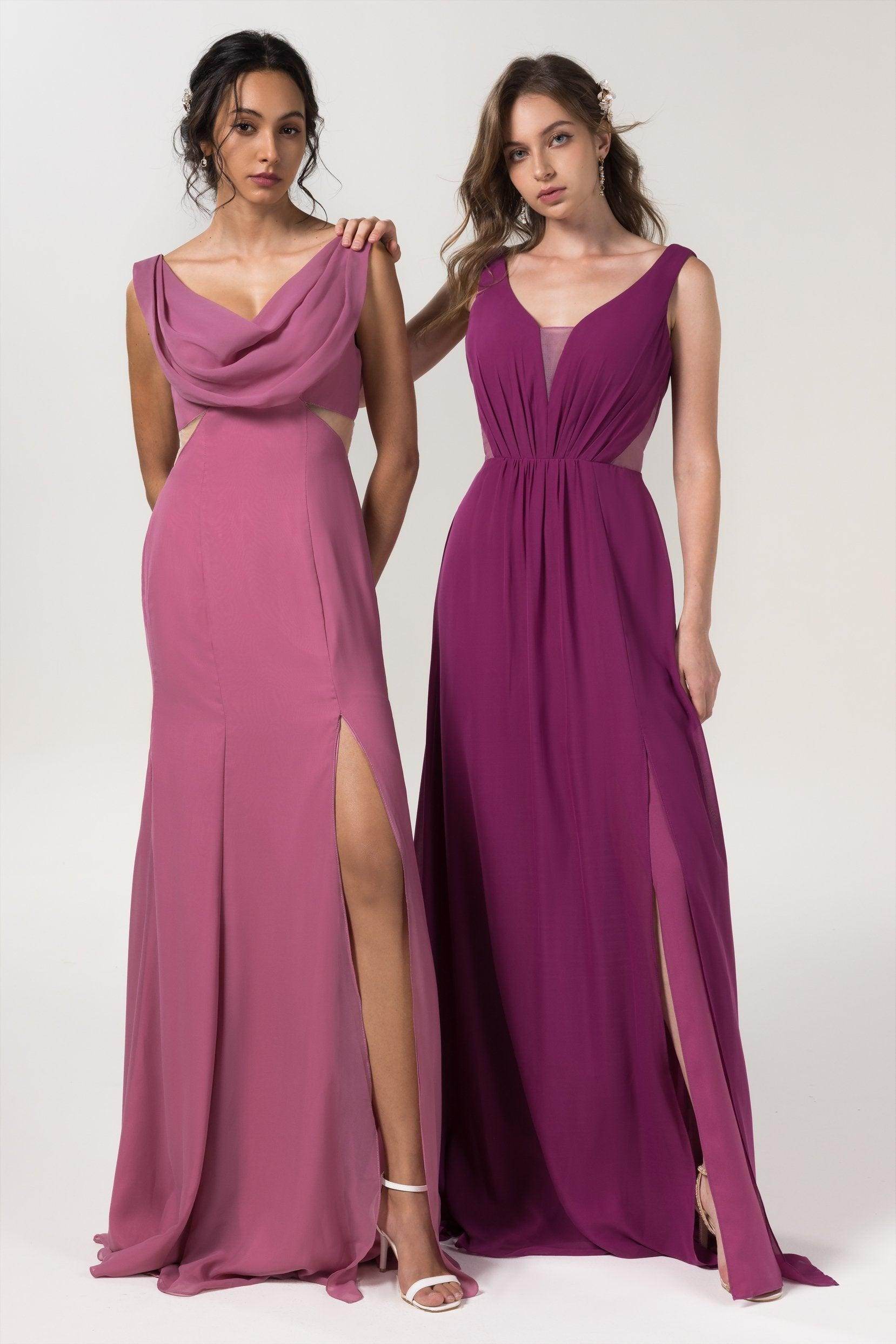 Sheath-Column Floor Length Chiffon Bridesmaid Dress CB0558 - COCOMELODY