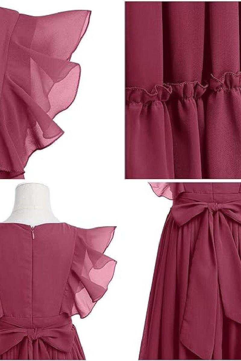 Ruffle Chiffon A-Line Junior Bridesmaid Gown B09JG8X785 - COCOMELODY