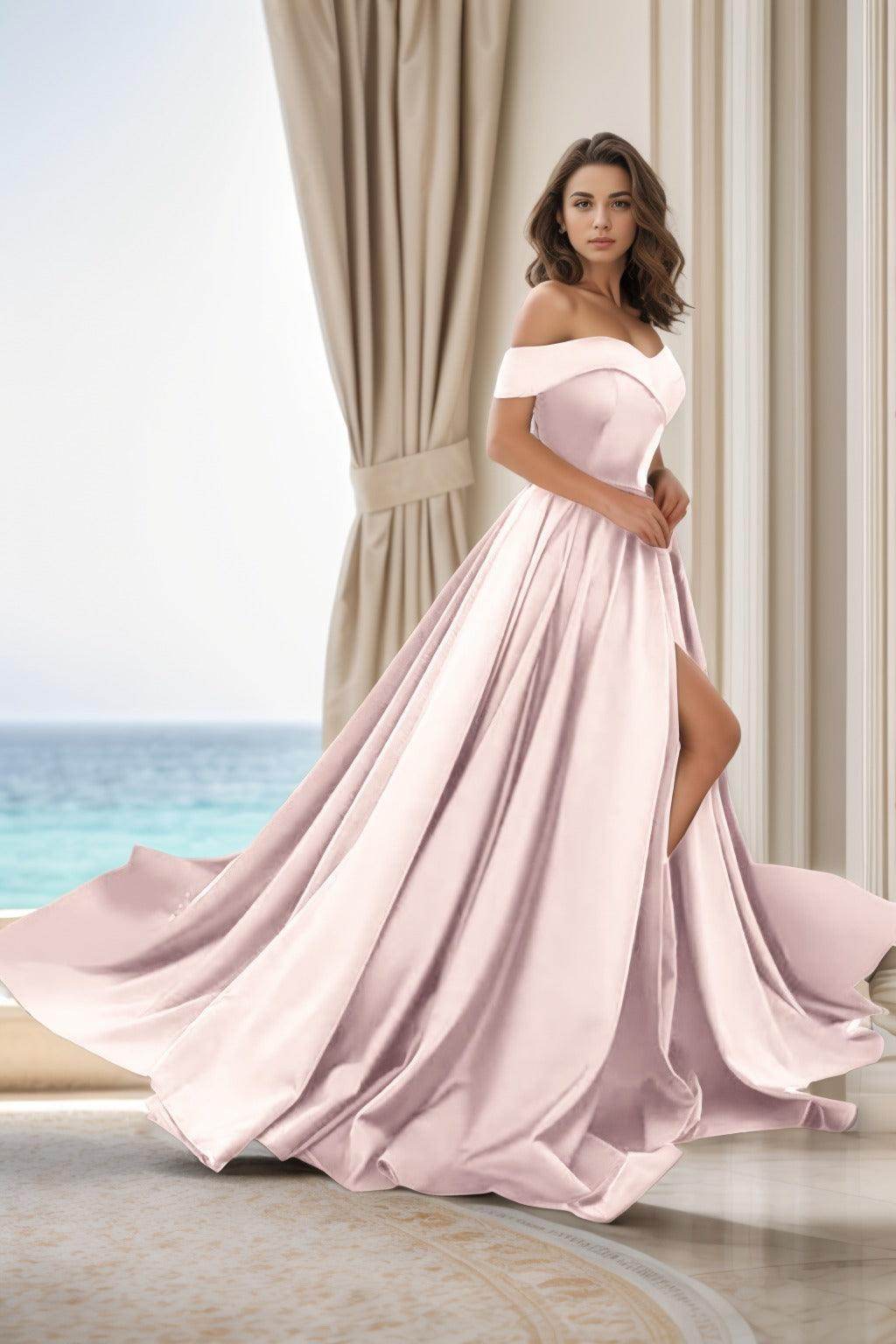 Lace Up Sweetheart Satin Gown