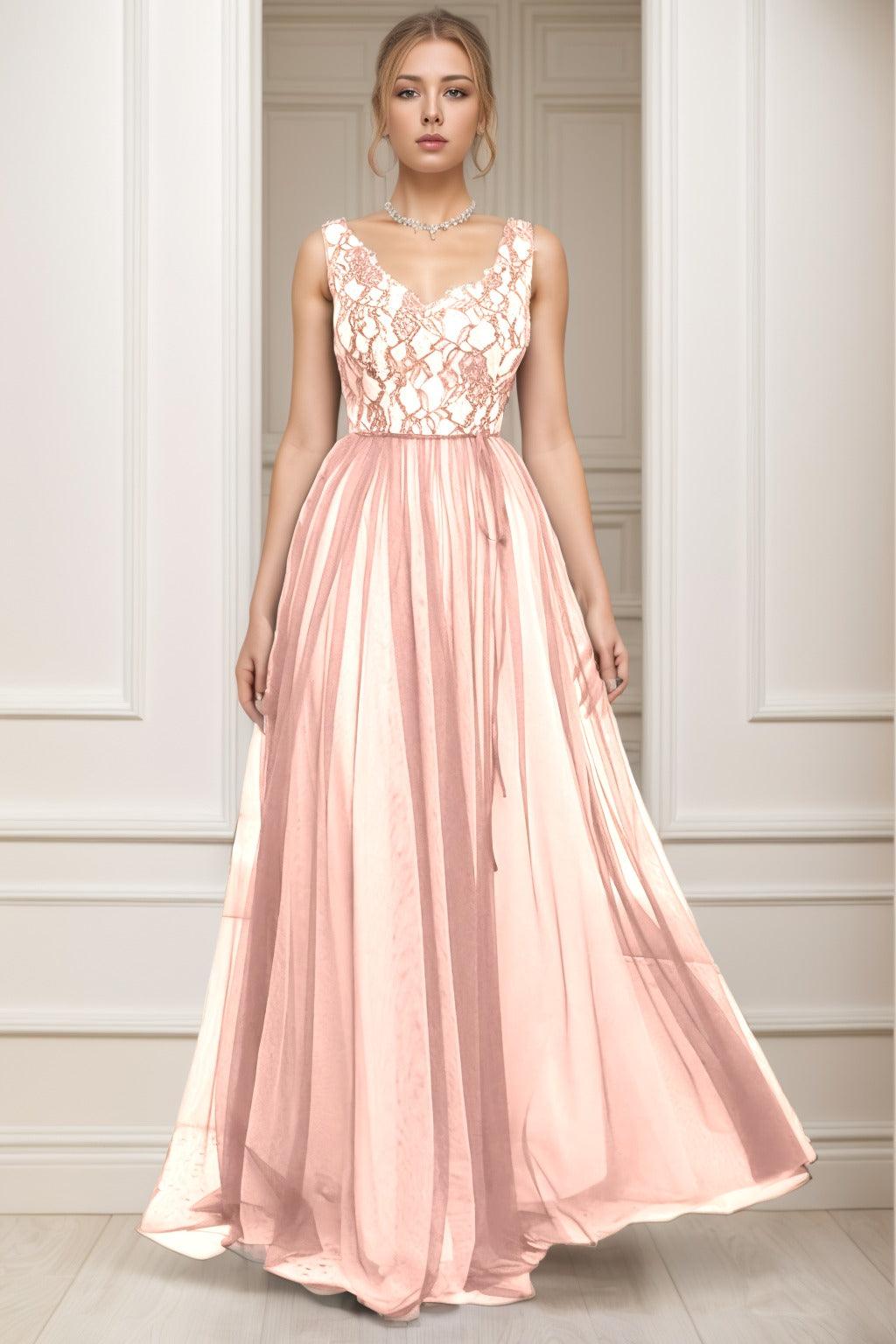 A-Line Sweep-Brush Train Tulle Prom Dress CS0466 - COCOMELODY