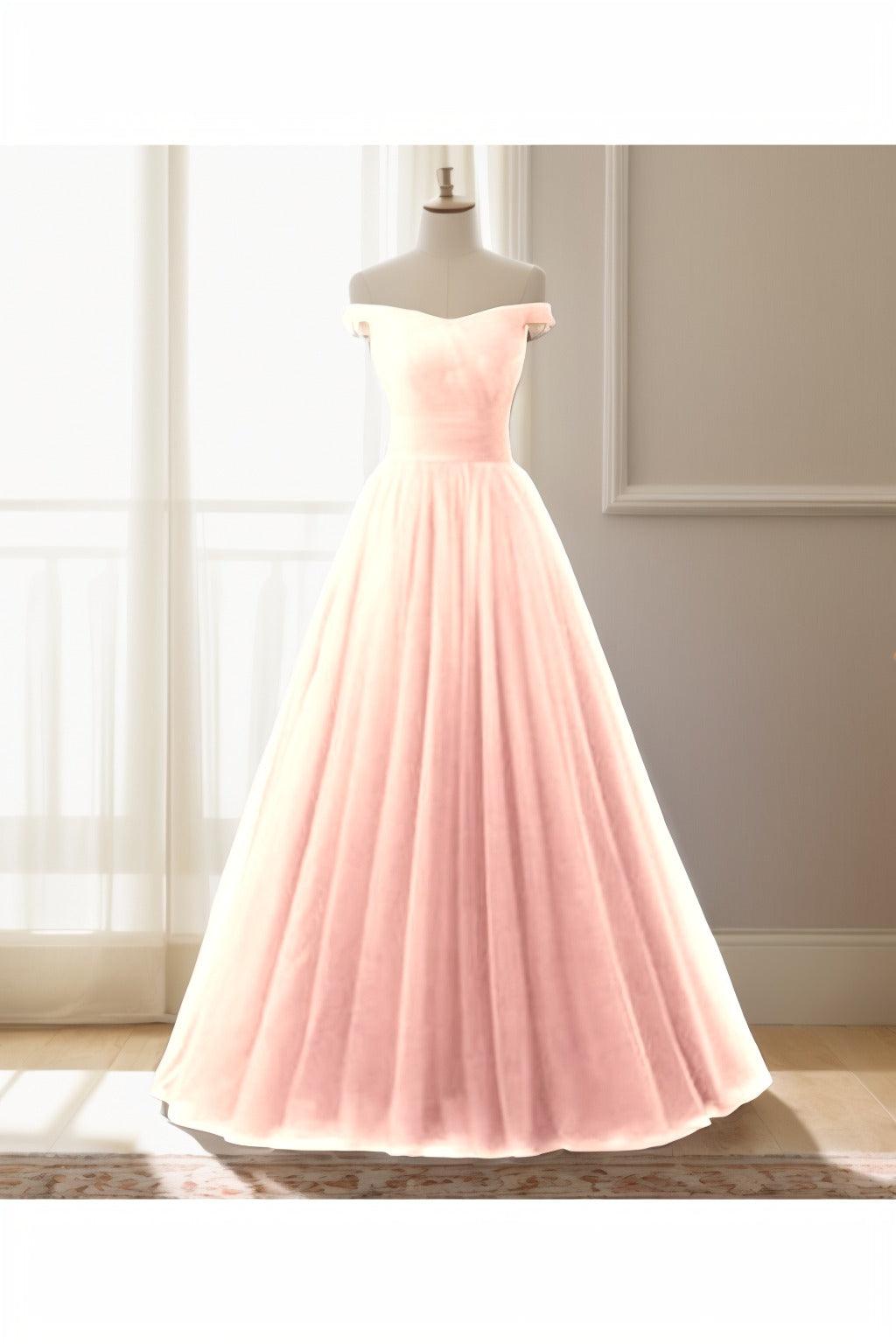 A-Line Floor Length Tulle Prom Dress CS0459 - COCOMELODY