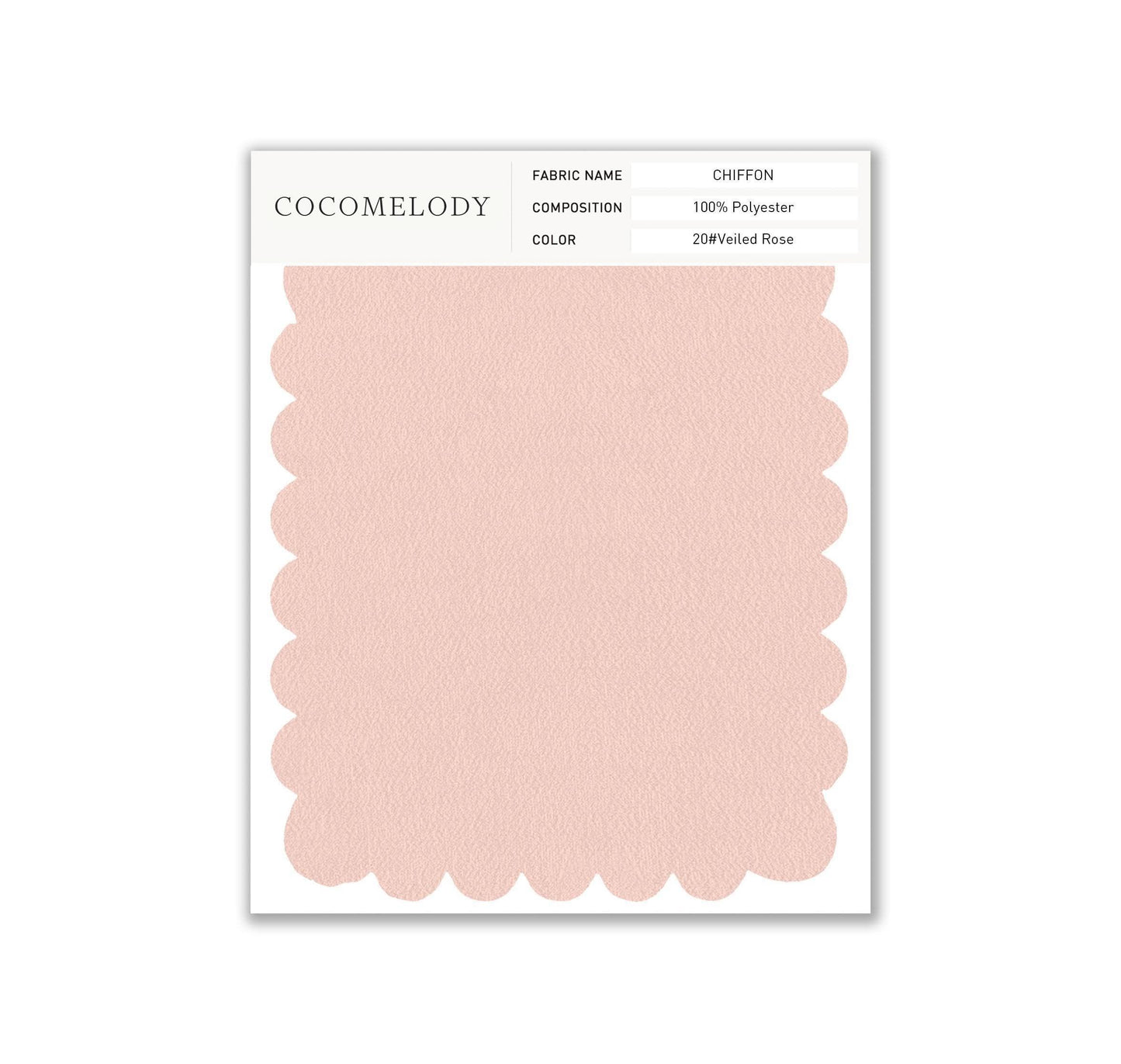 Chiffon Fabric Swatch in Single Color SWCH16001 - COCOMELODY